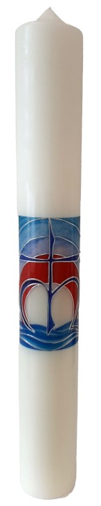 Marienkerze "Ave Maria" druck mit hochwertiger Wachsauflage 80 x 8 cm